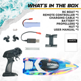 RC Boats, YCFUN 15+MPH Fast Remote Control Boat with Led Lights for Pools and Lakes, 2.4Ghz High Speed RC Boat with Rechargeable Batterie, Racing Boat for Kids Gifts for Boys Girls